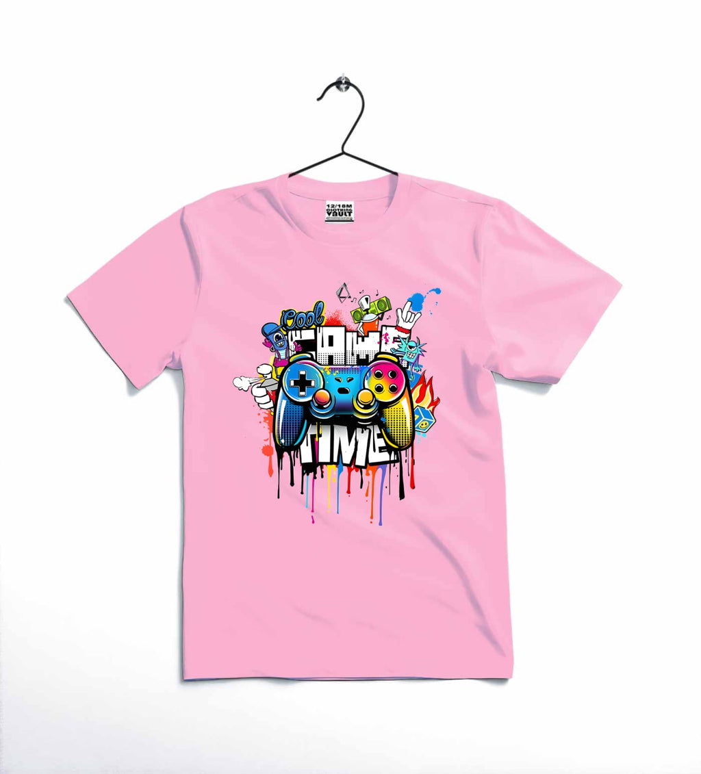 Game Time Printed Kids T Shirt Stylish Casual Comfortable Daily Wear For Boys And Girls